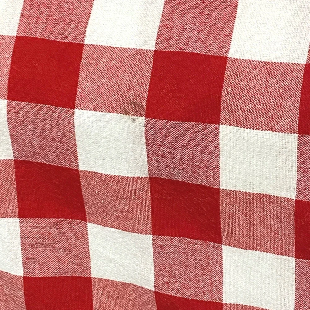 PW Pioneer Woman Red White Gingham Checkered Rectangular Tablecloth Cotton Blend